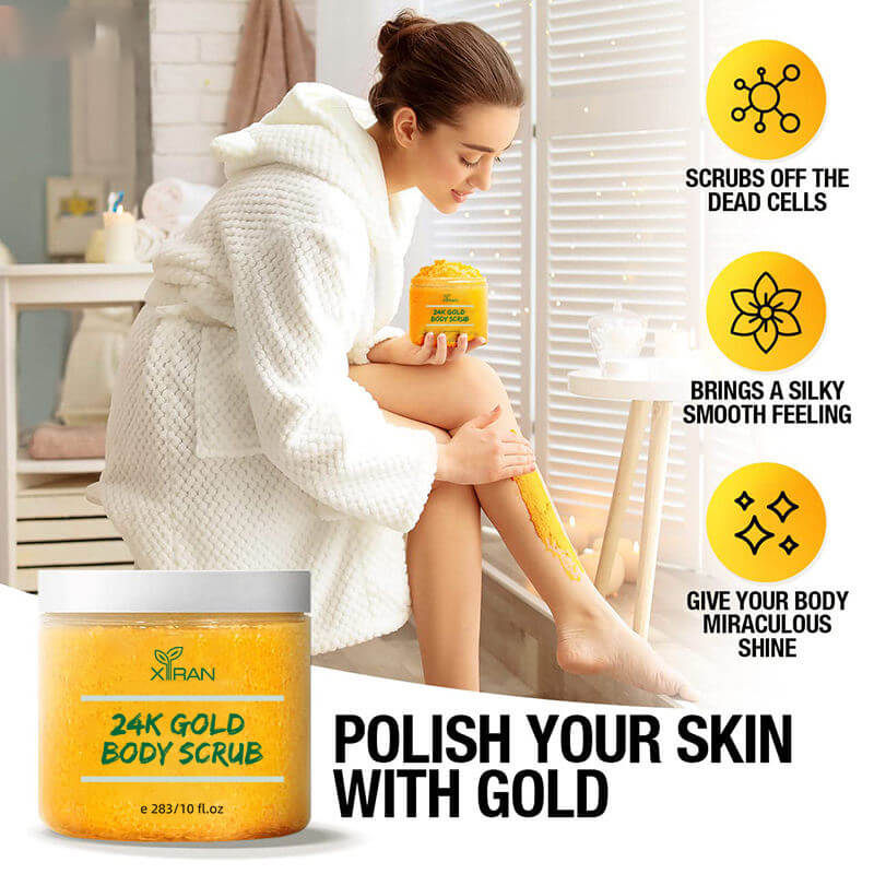 private label organic skin exfoliating pure 24k gold body scrub